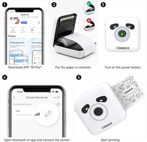 Miniatura 8 de Impresora térmica portátil TP6S para iPhone y teléfono Android, 300 DPI inalámbrica Bluetooth pequeña impresora térmica sin tinta para fotos