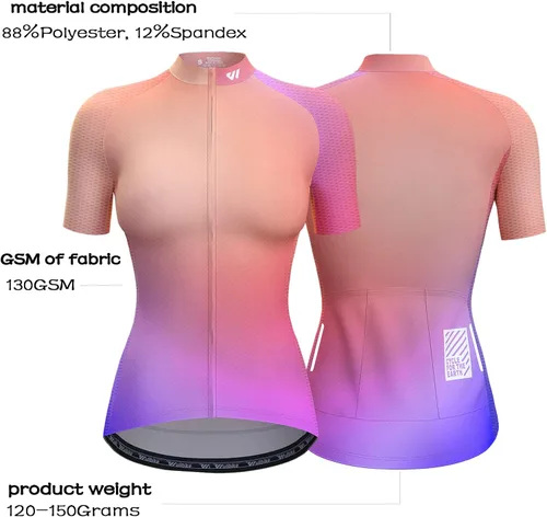 Miniatura 2 de Wulibike Camiseta de ciclismo para mujer, manga corta, camisetas de bicicleta para mujer, camiseta de ciclismo con tres bolsillos