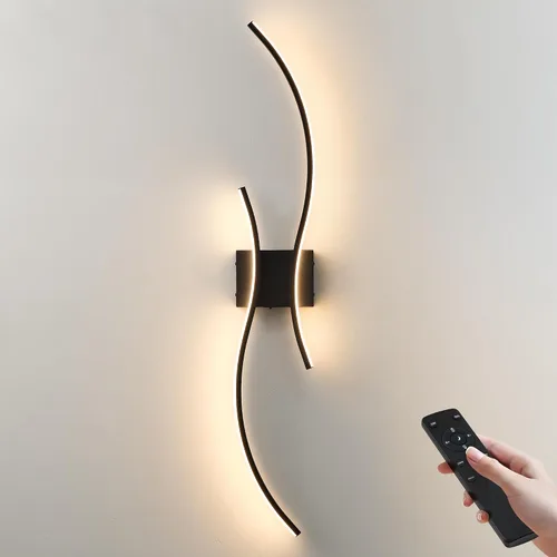 Miniatura 11 de KARTOOSH Aplique de pared a pilas con control remoto, colores continuos 3000K-6000K y atenuación, luz de pared LED inalámbrica dorada para sala