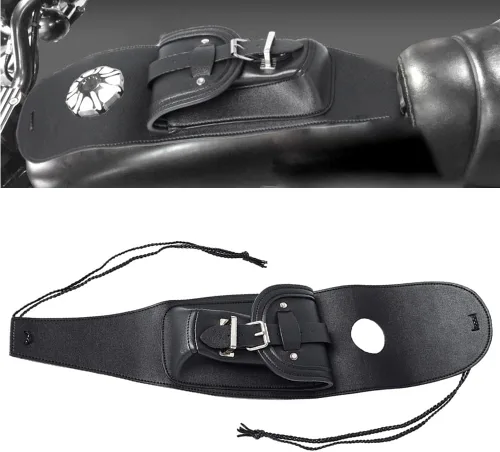 Miniatura 3 de Bolsa de depósito de combustible para motocicleta, bolsa central de cuero sintético para consola de salpicadero, bolsa negra para Harley Iron 883