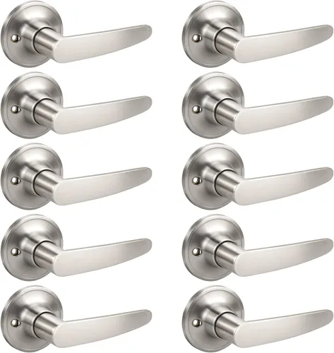 Miniatura 28 de KNOBWELL Juego de 10 manijas de puerta color negro mate, juego de manijas de puerta para privacidad para cama y baño, reversible para lado derecho