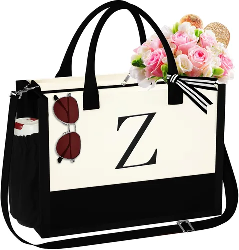 YOOLIFE Regalos de Navidad personalizados para mujeres, bolsa de lona con monograma con organizador de cremallera, inserto, regalos de cumpleaños