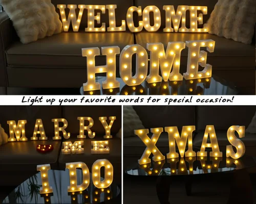 Miniatura 7 de Letras iluminadas, letras con luces LED de 26 alfabetos, letra decorativa iluminada, letras de marquesina LED que funcionan con pilas para fiestas