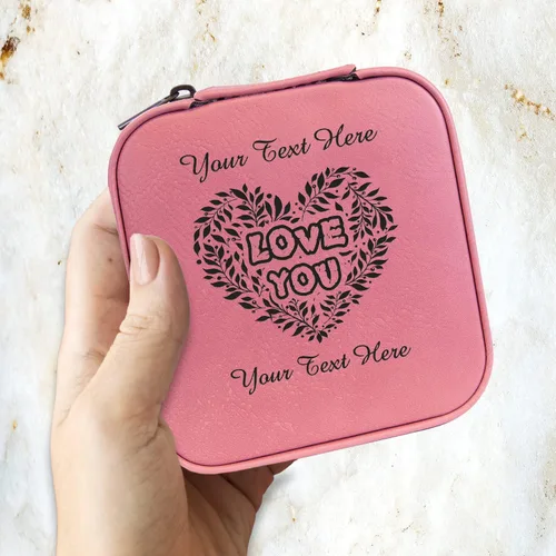 Miniatura 6 de Joyero de viaje personalizado con espejo portátil personalizado opcional, organizador de joyas de cuero sintético, pequeño soporte para anillos