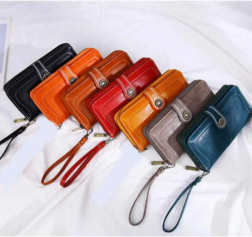 Miniatura 7 de Earnda Billetera para mujer tarjetero de cuero de gran capacidad para tarjetas de crédito RFID Marrón_008 Casual