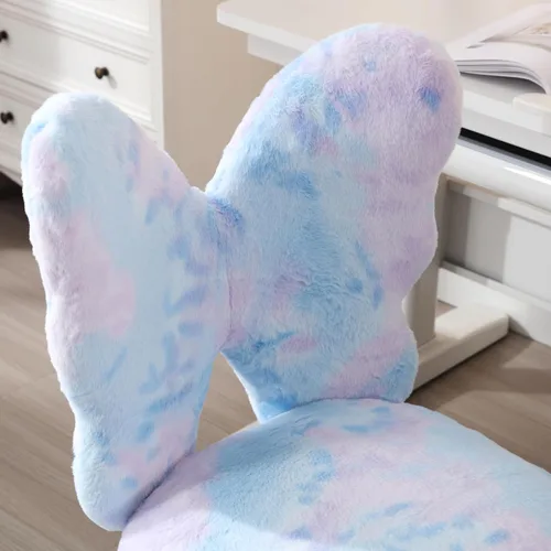 Miniatura 6 de Butterfly - Escritorio y silla para niños, ajustable, giratorio, peludo, azul, para el hogar, dormitorio, escuela, dormitorio