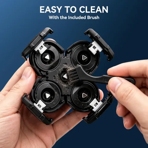 Miniatura 5 de 1 cabezal de repuesto para afeitadora de cabeza, 5 cuchillas para hombre para aseo calvo + 1 cepillo de limpieza, repuesto de maquinilla de afeitar