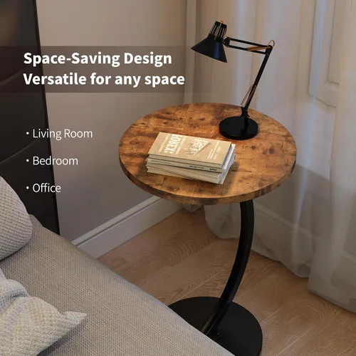 Miniatura 3 de C Shaped Side Table End Table Round Small Side Tables with Metal Frame for Sofa Bed Couch TV Tray Tables for Living Room Bedroom Small Spaces