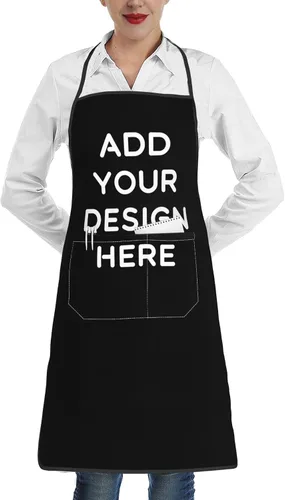 Miniatura 9 de OHORTEB Delantal con logotipo personalizado con foto, delantal de cocina personalizado para cocinero, delantal impermeable de cocina con texto