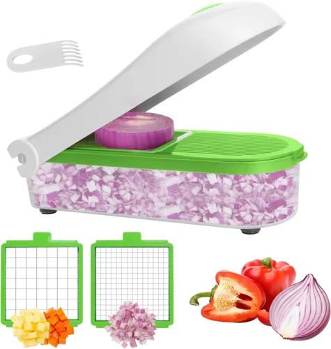 Miniatura 7 de LHS procesador manual de alimentos, picadora grande de verduras, 1003 ml, picadora de ajo y cebolla con cuerda para verduras, ensalada, frutas