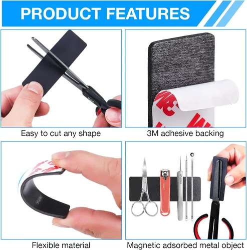 Miniatura 4 de A+B Paired Adhesive Magnetic Tape, Precut (3 in x 1 in x 16 Pack/ 8 Pairs) Flexible AB Magnets Strips for DIY Closure Craftings, a b Magnet Match to