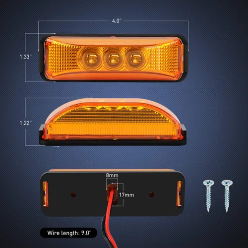 Miniatura 7 de Nilight 10 piezas de 3 ledes, luz de remolque de 3.9 pulgadas, luces de marca lateral delantera, trasera e indicadora de luces de gálibo