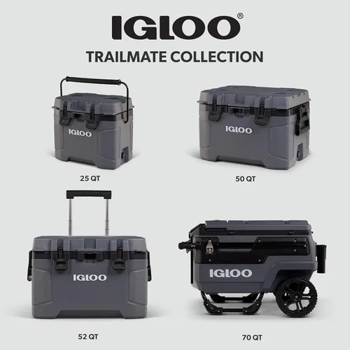 Miniatura 8 de Igloo Trailmate - Hielera con ruedas de 52 cuartos de galón, con carcasa dura aislada, color carbonita Carbonita 52Qt