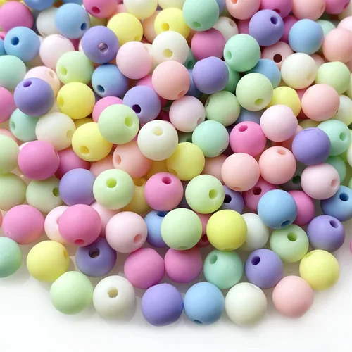 Jmassyang 800 cuentas redondas de plástico pastel acrílicas de color caramelo de 0.236 pulgadas (0.236 in), mezcla de colores caramelo, cuentas