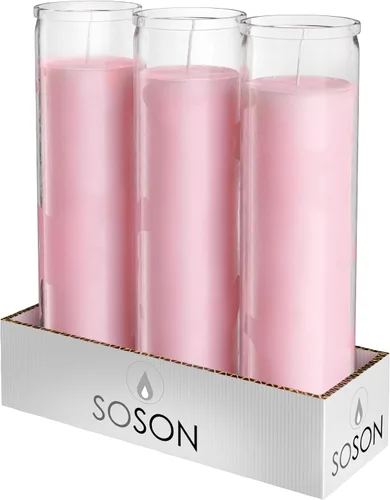 Miniatura 28 de Simply Soson - Velas de pilar blancas de 2x8 pulgadas de 7 días en vidrio, juego de 3, hasta 90 horas de tiempo de quemado, sin fragancia, velas