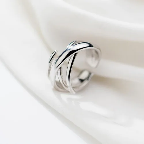Miniatura 120 de Anillo de plata de ley 925, minimalista, ajustable, hecho a mano, para mujeres y niñas