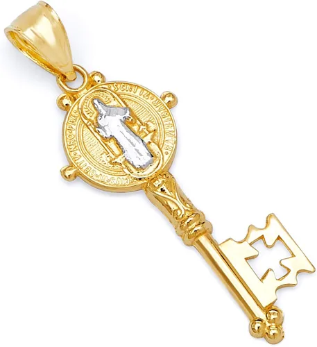 Miniatura 2 de Colgante de dos tonos de oro de 14 quilates con llave de San Benito