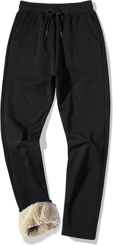 MACHLAB Pantalones deportivos térmicos de forro polar para hombre, pantalones de chándal gruesos y cálidos para invierno