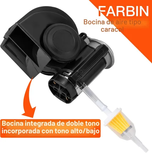 Miniatura 2 de FARBIN - Claxon de aire para camiones, bocina compacta de tren, bocina eléctrica para coche 12 V, 150 db, superfuerte con arnés de cableado
