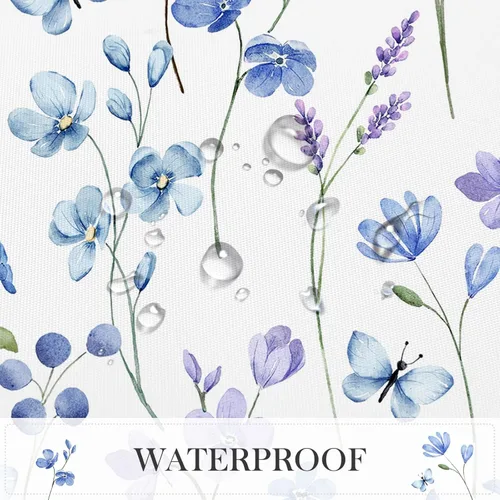 Miniatura 3 de Litabel Cortina de ducha con diseño floral de acuarela, cortina de ducha de flores de mariposa azul para baño, juego de cortina de ducha moderna