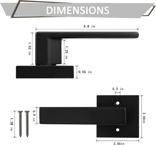 Miniatura 4 de Probrico Paquete de 2 manijas de puerta simuladas negras, manija de puerta de una sola cara para armarios, puertas francesas, juego de pomos Negro