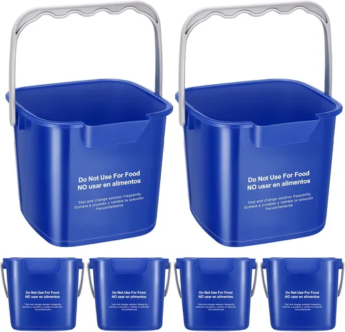 Roshtia 6 cubos de limpieza de 6 cuartos de galón, cubo cuadrado de desinfectante pequeño, cubo de detergente para el hogar, comercial, restaurante,