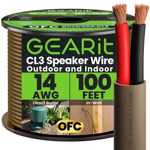 Miniatura 14 de GEARit Cable de altavoz exterior clasificado CL3, cable de altavoz calibre 14, cable de altavoz 100 pies para altavoces exteriores, patio, jardín