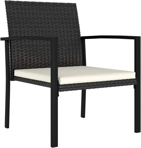 Miniatura 4 de vidaXL Sillas de comedor modernas, 2 piezas, silla de comedor de ratán para patio con cojín, silla de comedor de mimbre al aire libre para jardín
