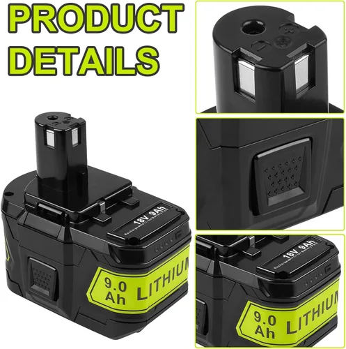 Miniatura 3 de Fancy Buying Batería de 9.0 Ah para Ryobi 18V batería para herramientas inalámbricas Ryobi ONE+P102 P103 P105 P107 P108 P109 P122 (paquete de 2)