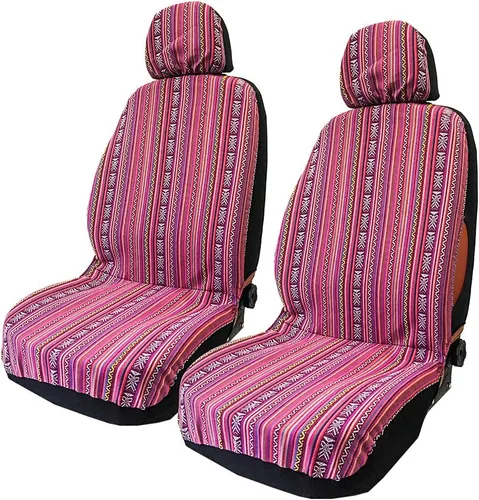 Funda de asiento de coche rosa hippie bohemio, 4 piezas, lindos accesorios occidentales para mujeres y niñas, fundas interiores automotrices a