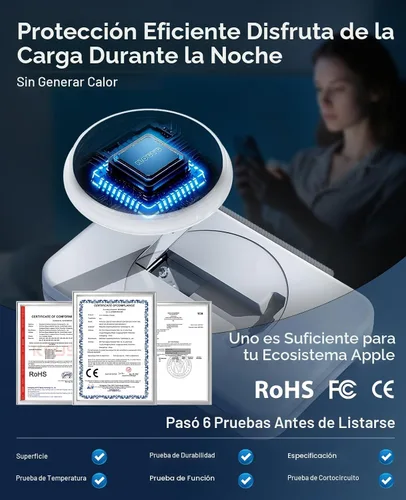 Miniatura 3 de Cargador inalámbrico magnético 3 en 1 para múltiples dispositivos Apple, estación de carga rápida plegable - Soporte de cargador Magsafe