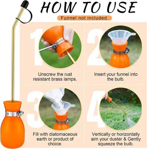 Miniatura 5 de Boao Polvo de tierra de diatomeas pulverizador de polvo de 4.6 onzas con dispensador de aplicador de polvo de jardín largo de cobre para suministros