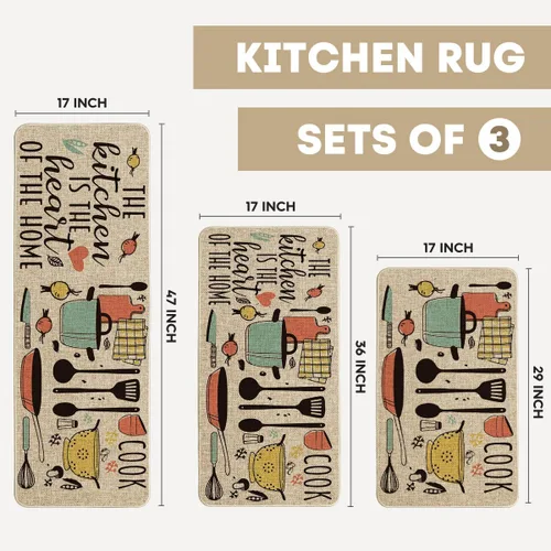 Miniatura 3 de Artoid Mode The Kitchen is The Heart of The Home - Juego de 3 tapetes de cocina, juegos de cocina de temporada, para fiestas navideñas, tapetes