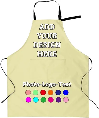 Miniatura 31 de Delantal personalizado para adultos, delantales personalizados con bolsillos, añade tu logotipo y foto, delantal impermeable ajustable personalizado