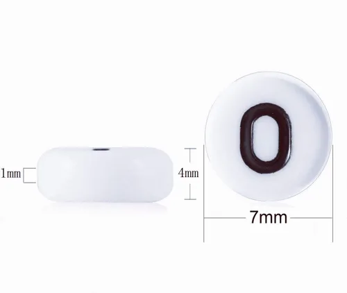 Miniatura 2 de Amaney - 600 cuentas acrílicas blancas de números 0-9, símbolo # corazón con caja de almacenamiento, 0.276 x 0.157 in En caja blanca