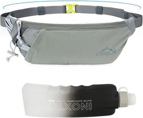 Miniatura 12 de INOXTO Cinturón delgado para correr con riñonera para mujeres y hombres, bolsa deportiva de cintura con botella de agua de 300ml para correr