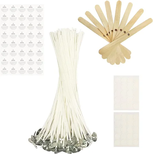 Miniatura 8 de 100 mechas ecológicas de 6 pulgadas para hacer velas recubiertas con cera de soja natural, hilos de algodón de bajo humo tejidos con papel con 20