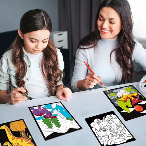Miniatura 7 de HOTPLACY 48 Piezas Pósteres de Colorear de Terciopelo Difuso Dinosaurio Pósteres Difusos para Colorear para Adultos Adolescentes Póster Grande Hojas