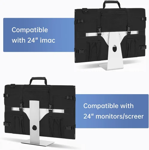 Miniatura 4 de Funda de transporte para monitor, funda de viaje para pantallas LCD de 24 pulgadas y monitores, bolsa protectora para monitor con asa de transporte