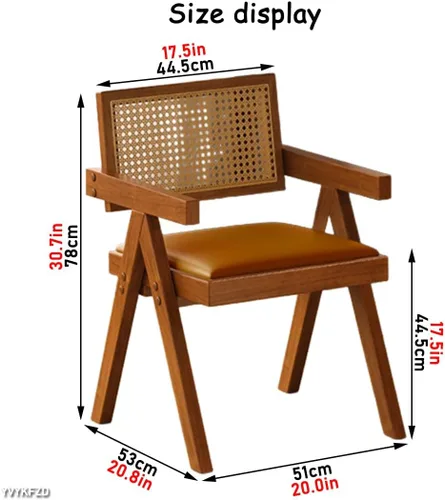 Miniatura 3 de YVYKFZD Juego de sillas de comedor de ratán, sillas de comedor de madera, sillas de cocina con respaldo tejido, sillón tapizado, silla auxiliar