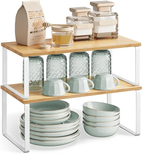 Miniatura 8 de SONGMICS Estante organizador de gabinete, juego de 4 estantes de encimera de cocina, almacenamiento de cocina, estante de especias, apilable