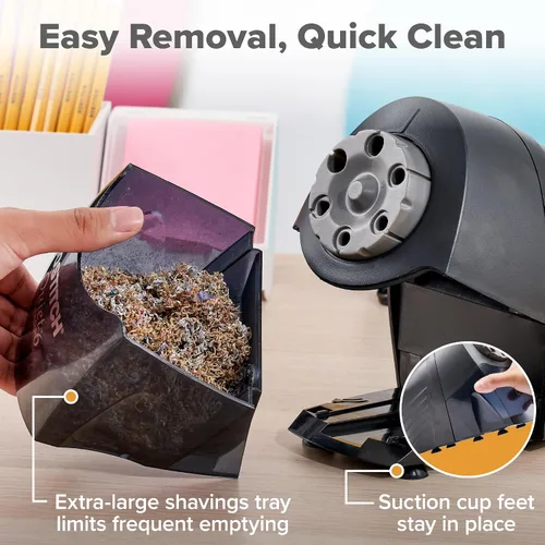 Miniatura 6 de Bostitch Office QuietSharp - Sacapuntas eléctrico, resistente para uso en aula u oficina, selector de tamaño con 6 tamaños diferentes, color negro