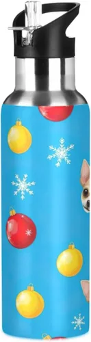 Cute Dog Faces Stainless Steel Vacuum Insulated Water Bottle 20 Oz Leakproof Water Bottles, BPA-Free Sport Water Bottle