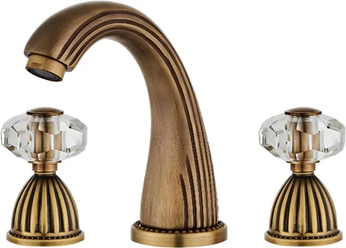 Miniatura 8 de Grifo de Lavabo Estilo Cisne Ornamentado Dorado Negro Combo para Baño con Montaje en Cubierta Conjunto de Grifo Mezclador para Lavabo Agua Caliente
