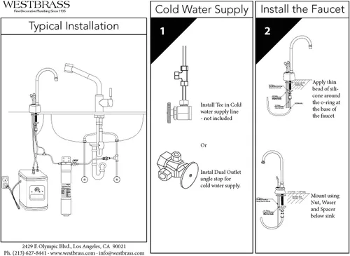 Miniatura 6 de Westbrass D272HFP-11 Develosah Dispensador de agua fría y caliente de 2 manijas con tanque de calentamiento instantáneo, cobre antiguo