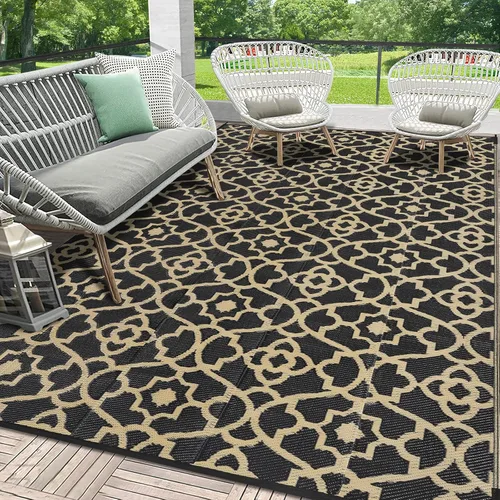 Miniatura 32 de HEBE Alfombra de Exterior Impermeable 6x9, Alfombra de Paja de Plástico Alfombra de Camping, Alfombras de Patio Exterior Reversibles Tapete para RV