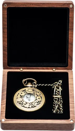 Miniatura 2 de COSISO Caja de regalo de reloj de bolsillo de madera de nogal, portátil, de un solo bolsillo, organizador de viaje para hombres y mujeres