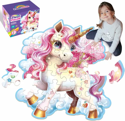 Miniatura 10 de Rompecabezas de piso Jumbo para niños, rompecabezas de unicornio de 48 piezas, rompecabezas grande para niños pequeños de 3 a 5 años, juguete