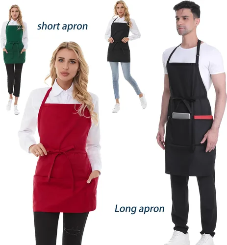 Miniatura 6 de Delantales para mujer con bolsillos, delantal de chef para hombres, delantales para cocinar, delantales para camareros