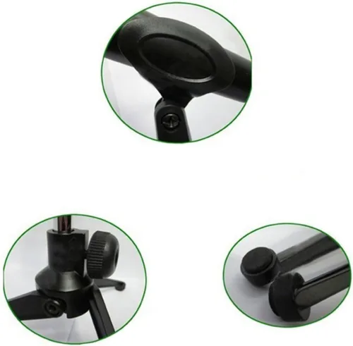 Miniatura 4 de Paquete de 2 soportes universales ajustables para micrófono de escritorio, trípode plegable portátil, soporte de mesa con clip de micrófono